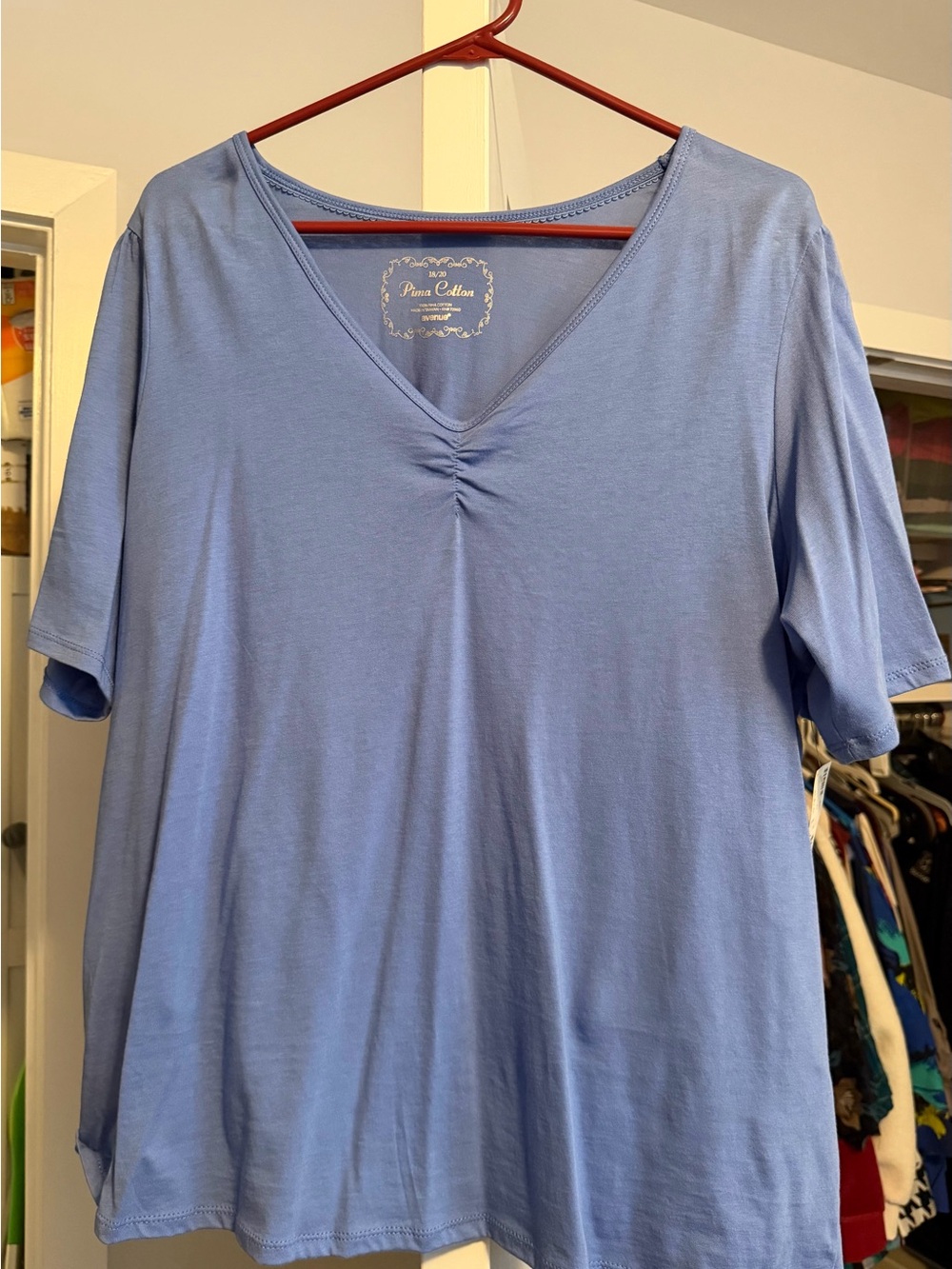 Avenue Light Blue V-Neck Short Sleeve Tee